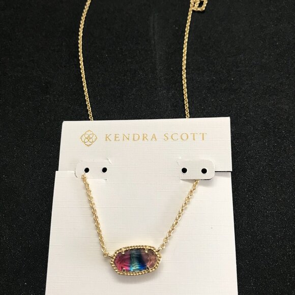New Kendra Scott Elisa Gold Short Necklace in Watercolor Illusion - Picture 2 of 2